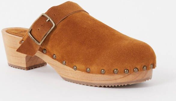 BA&SH Clog muiltje van kalfssuè, de