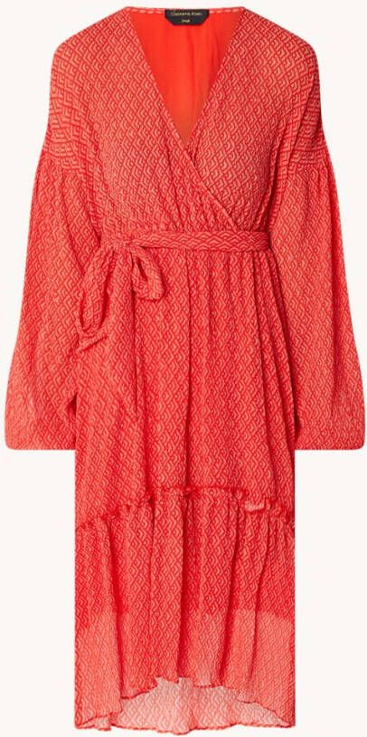 Colourful rebel Oranje Midi Jurk Embla Small Geo Balloon Sleeve Midi Dress