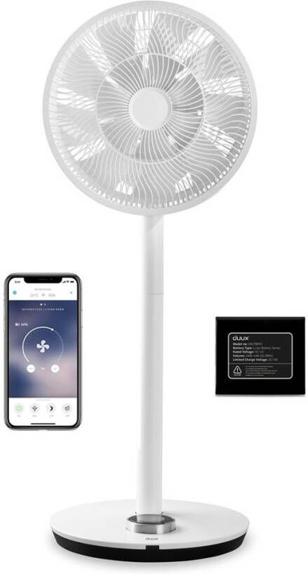 Duux DXCF13 Whisper Flex Smart Fan with Battery Pack Statiefventilator Wit