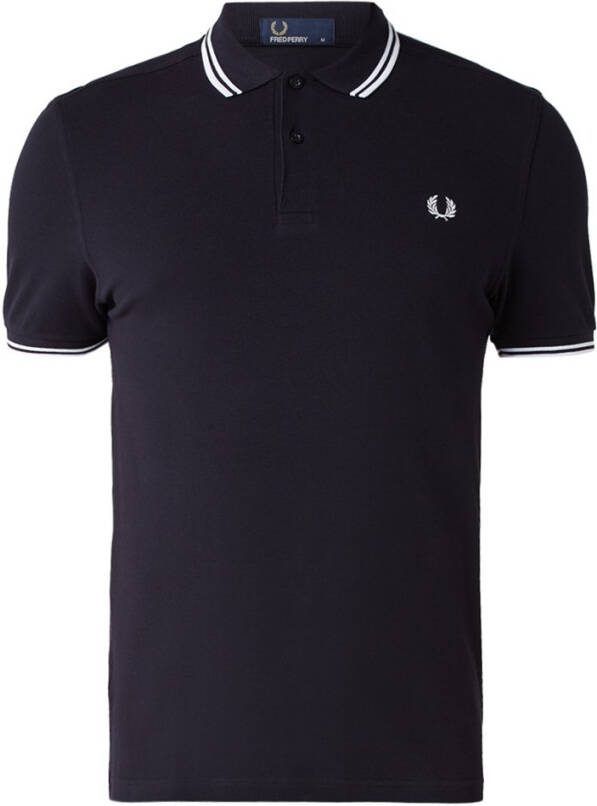 Fred Perry Polo manica corta con collo clico e polsini bordati a contrasto e logo ricamato sul petto uomo Fredperry M3600 Navy/Bianco , Blauw, Heren