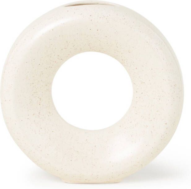 HKliving Vaas Cirkel M wit gespikkeld keramiek