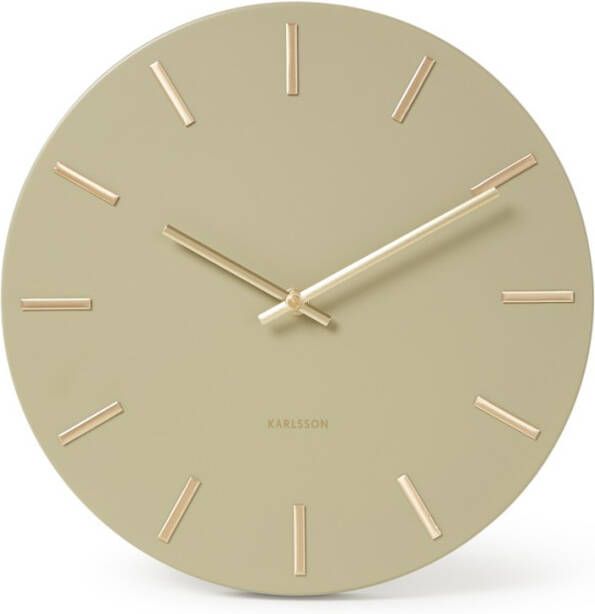 Karlsson Wandklok Charm Staal Olijfgroen met Gouden wijzers Small Ø30cm