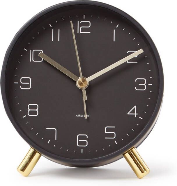 Karlsson Wekkers Alarm clock Lofty metal matt D. 11cm Zwart