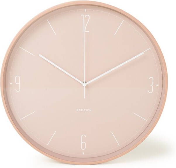 Karlsson Wandklokken Wall Clock Numbers and Lines Iron Roze