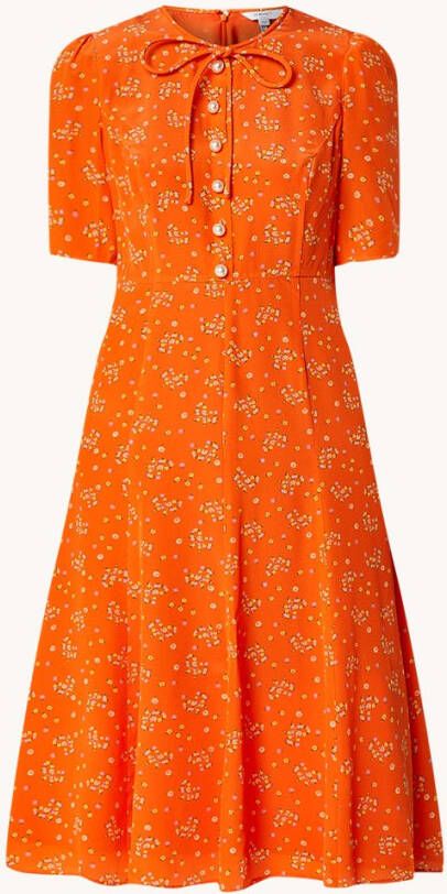 L.K.Bennett L K Bennett Montana midi jurk met bloemenprint en sierknopen