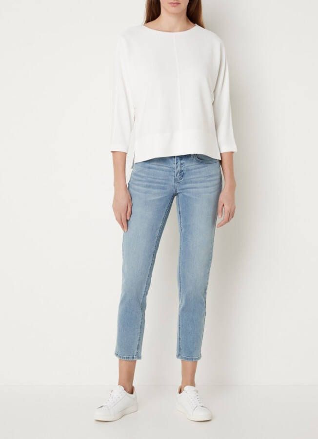 Opus Satletica ribgebreide top met vleermuismouw