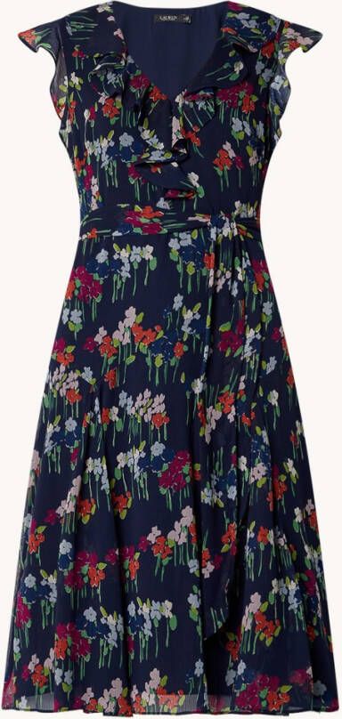 Ralph Lauren Midi jurk met bloemenprint en strikceintuur