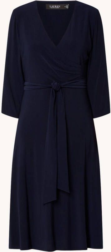 Ralph Lauren Midi jurk met strikceintuur en V hals
