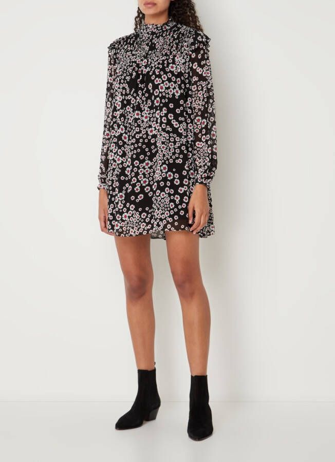The Kooples Mini tuniekjurk met bloemenprint en smockwerk