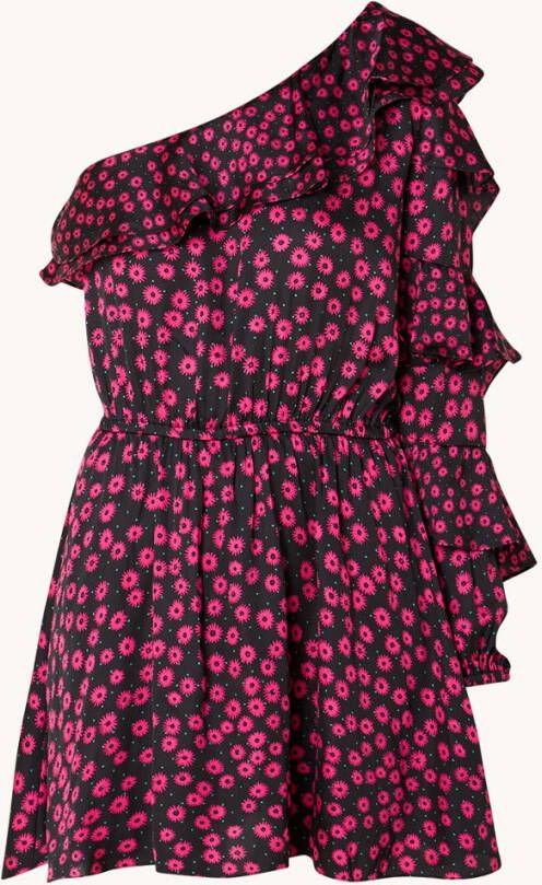 The Kooples One shoulder mini jurk met bloemenprint en volant
