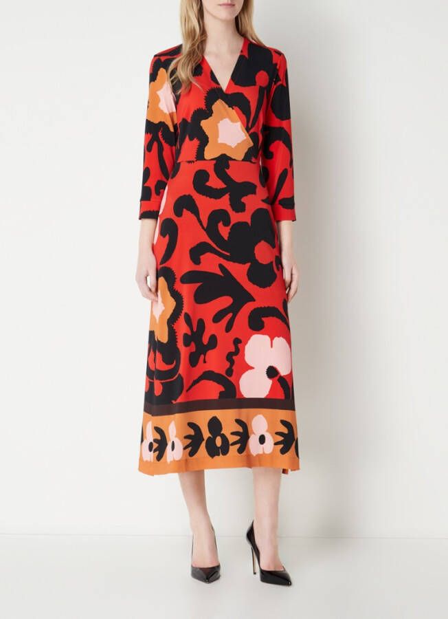 Vanilia Midi jurk met bloemenprint en overslag