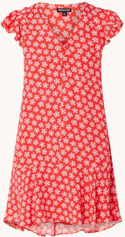 Whistles Mini jurk met bloemenprint en V hals