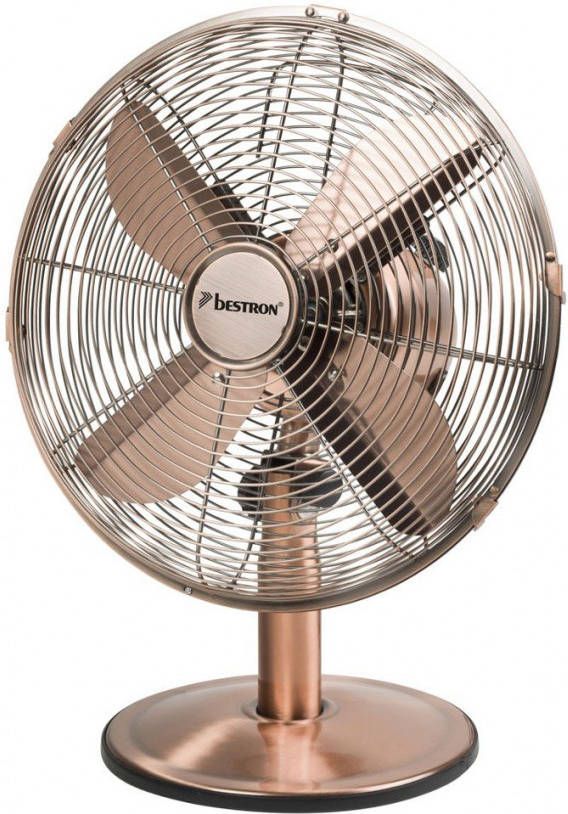 bestron Tafelventilator DFT35CO met draaifunctie, in retrostijl, hoogte 43 cm, ø 35 cm, 35 w, koperkleur