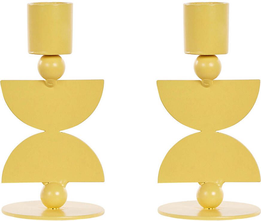 Beliani Daphini Kandelaar geel ijzer