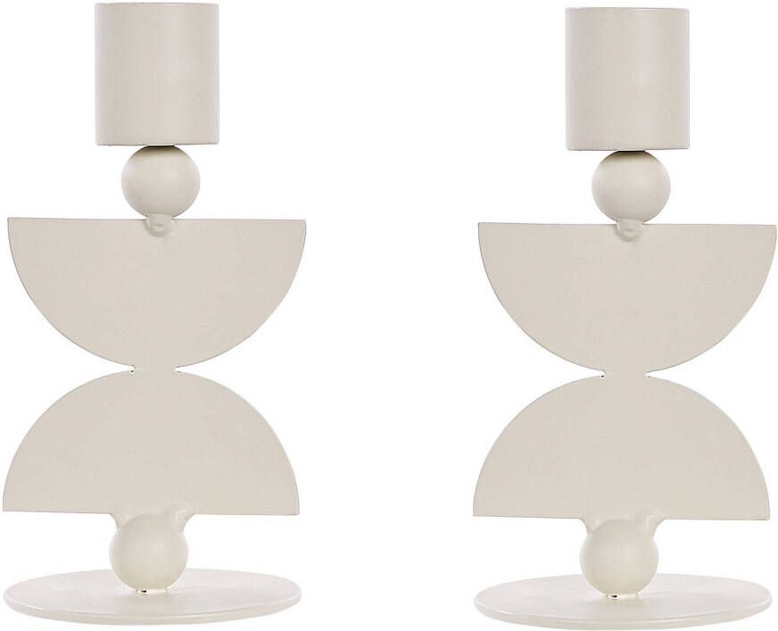 Beliani Daphini Kandelaar wit ijzer