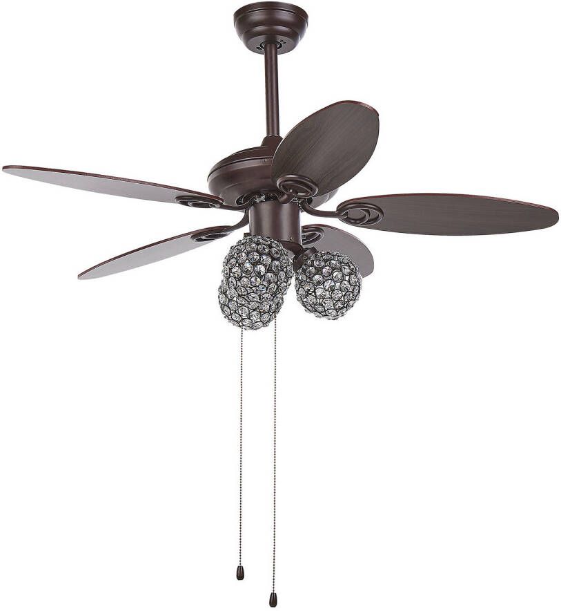 Beliani Heilong Plafondlamp Met Ventilator bruin ijzer, Multiplex