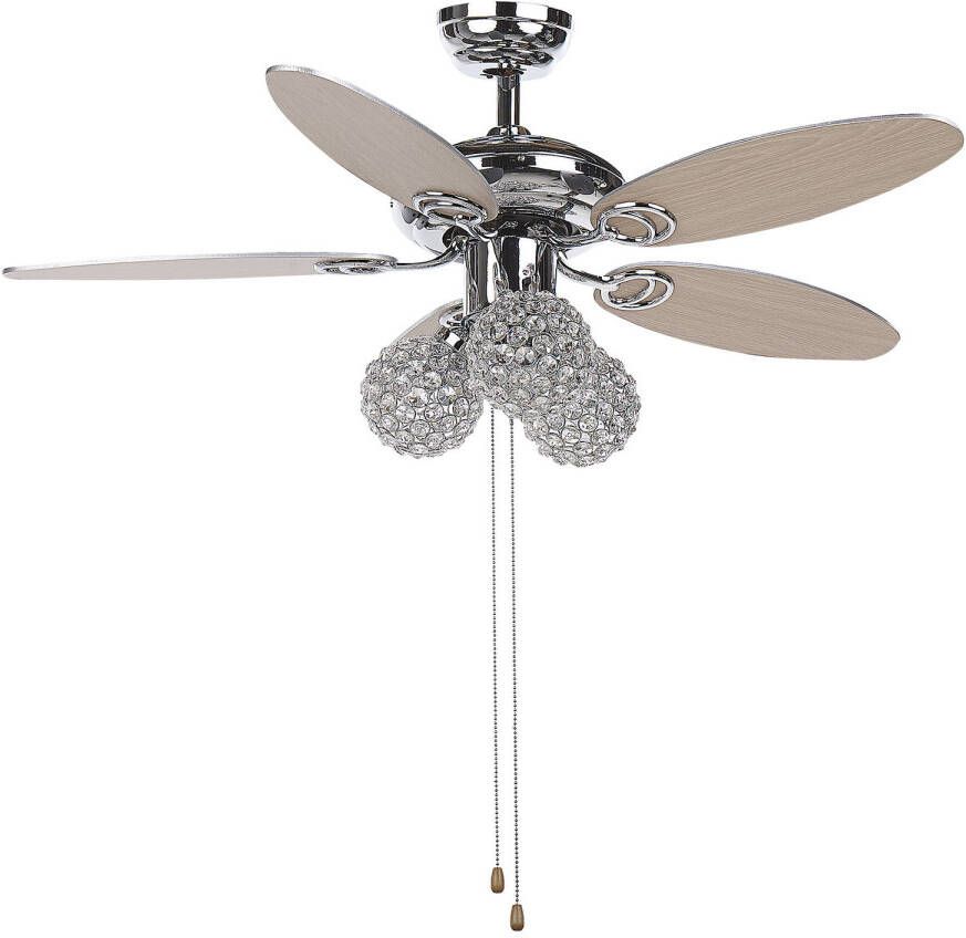 Beliani Heilong Plafondlamp Met Ventilator lichte Houtkleur ijzer, Multiplex