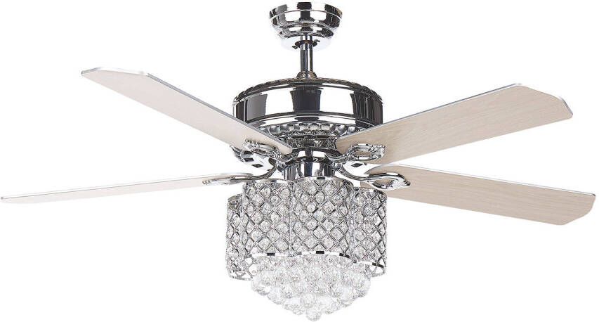 Beliani Huai Plafondlamp Met Ventilator lichte Houtkleur ijzer, Multiplex