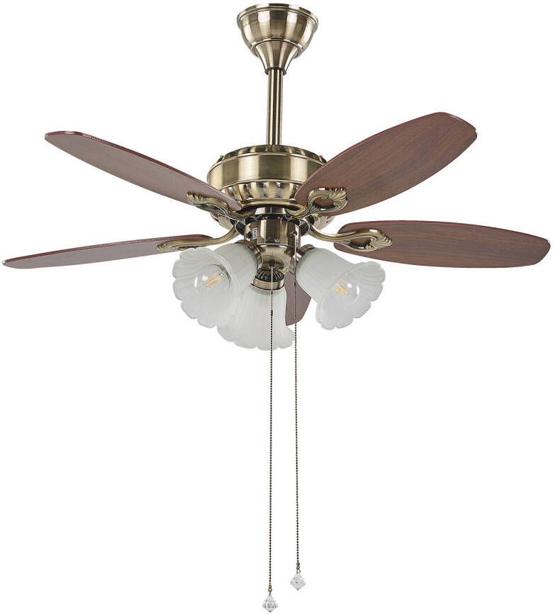 Beliani Nadela Plafondlamp Met Ventilator donkere Houtkleur metaal, Vezelplaat