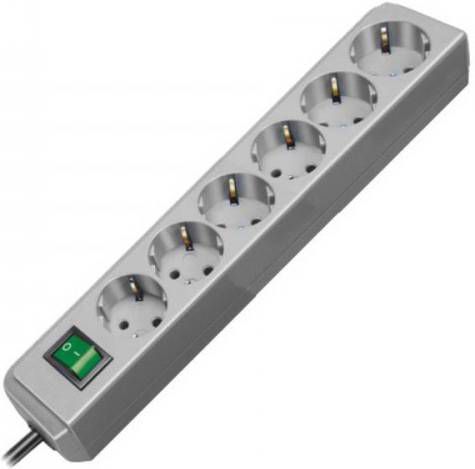 Brennenstuhl ECO-Line 1159540015 6-voudige stekkerdoos met veiligheidsschakelaar zilvergrijs