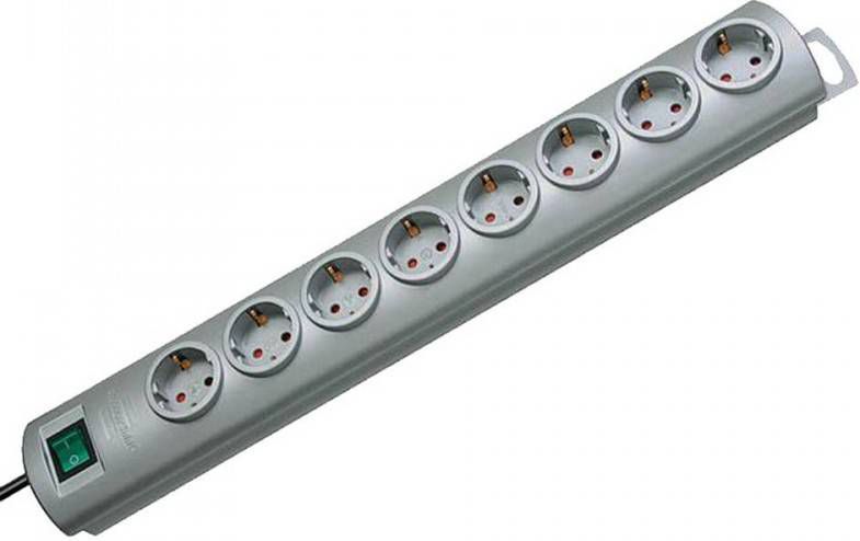 Brennenstuhl PRIMERA LINE 1153390128 bevestigbare stekkerdoos 8 voudig 2m zilver