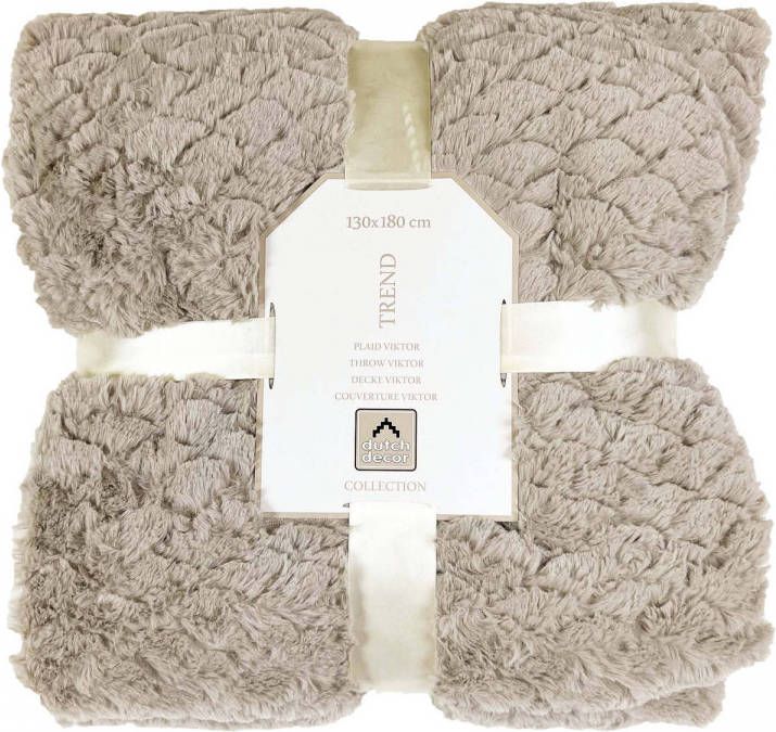 Dutch Decor Viktor Plaid 130x180 Cm Superzacht Zand Beige Effen Met Subtiel Schubben Patroon