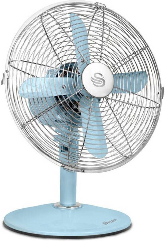 Swan 12 Inch Retro Tafelventilator Sky Blue