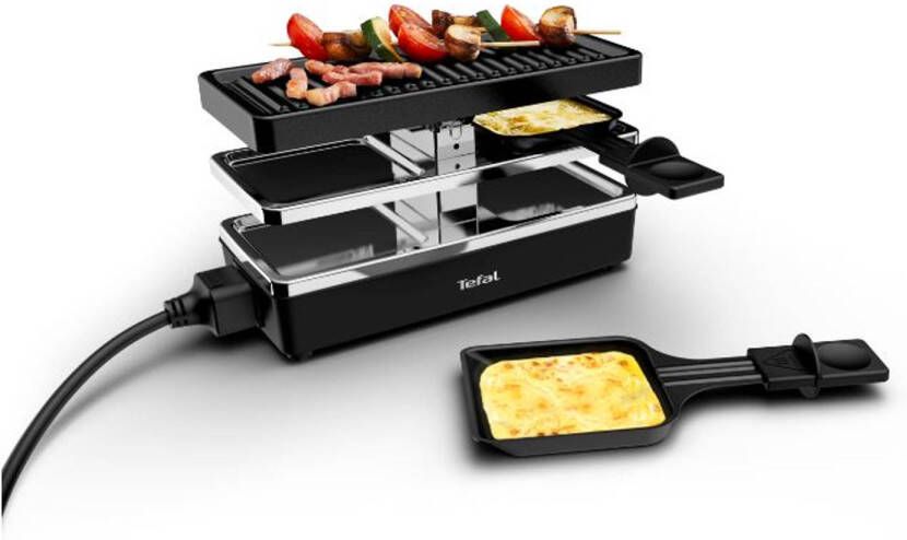 Tefal Raclette RE2308 Plug & Share 2 pannetje + grillplaat, aan uitschakelaar, antiaanbaklaag, uit te breiden tot 5 apparaten, afneembare kabel, gemakkelijk te reinigen, compact