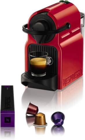 Nespresso Koffiecapsulemachine XN1005 Inissia van Krups, Watertankcapaciteit 0, 7 liter, pompdruk 19 bar, korte opwarmtijd, compact formaat, koffiehoeveelheid instelbaar, snelkeuzetoets, automatische uitworp van gebruikte capsules, inclusief welkomstpakket met 14 capsules