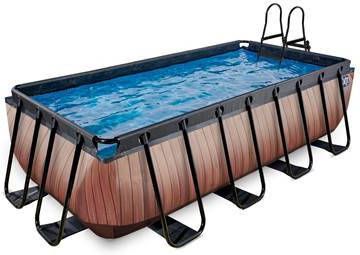 EXIT Toys Exit Wood Zwembad 400x200x100cm Met Zandfilterpomp Bruin