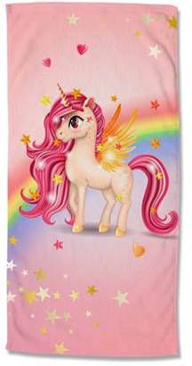 good morning Strandlaken Little Badlaken, motief eenhoorn, droogt snel, kinderen(1 stuk )