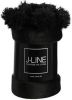 J-Line plaid pom polyester zwart 130 x 170 online kopen