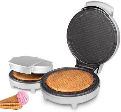 Trebs Ijshoorntjesmaker/Comfortbakery Met Hoogwaardige Bakplaat Van 25, 5cm 99263 Zilver