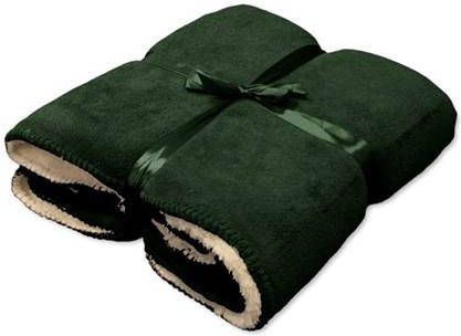 Unique Living Pluche Plaid/deken Donker Groen 130 X 160 Cm Plaids