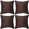 VIDAXL Kussenhoezen 4 stuks bruin imitatie su&#xE8, de 50x50 cm polyester online kopen