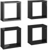 VidaXL Wandschappen kubus 4 st 30x15x30 cm hoogglans zwart online kopen