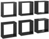 VidaXL Wandschappen kubus 6 st 30x15x30 cm hoogglans zwart online kopen