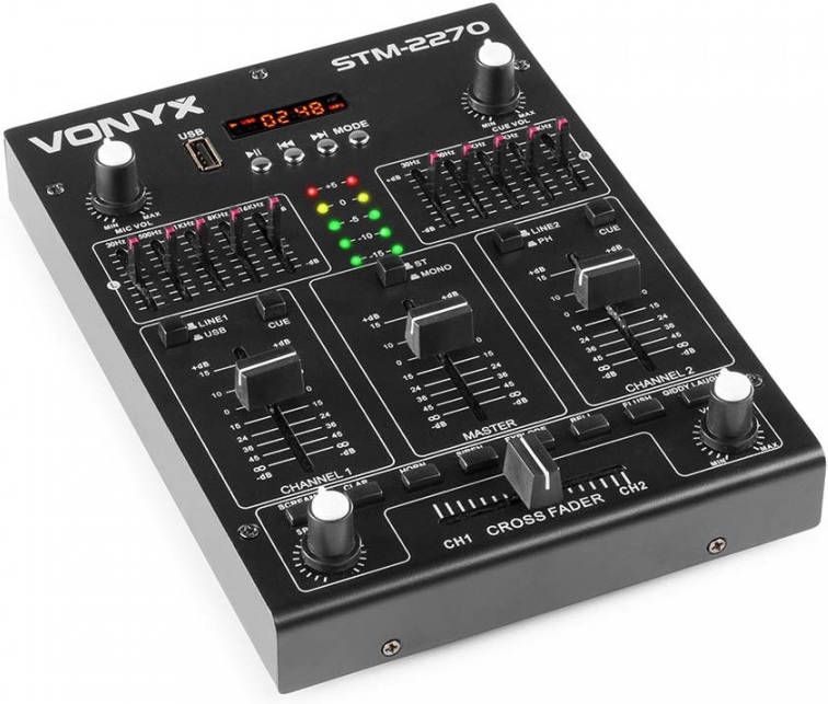 Skytec STM2270 4 kanaals mixer met effecten, BT, SD, USB & MP3