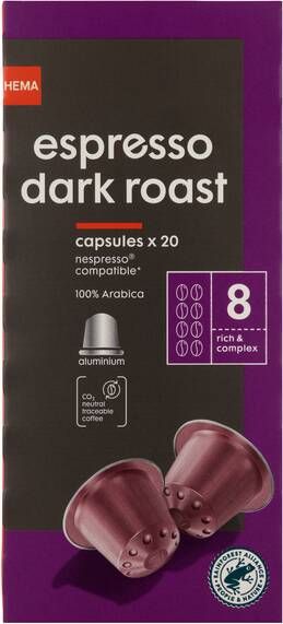 HEMA Koffiecups Espresso Dark Roast 20 Stuks
