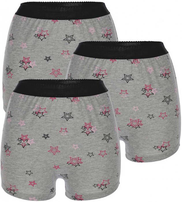 harmony Boxershorts per 3 stuks met sterrenprint allover Lichtgrijs/Pink/Zwart