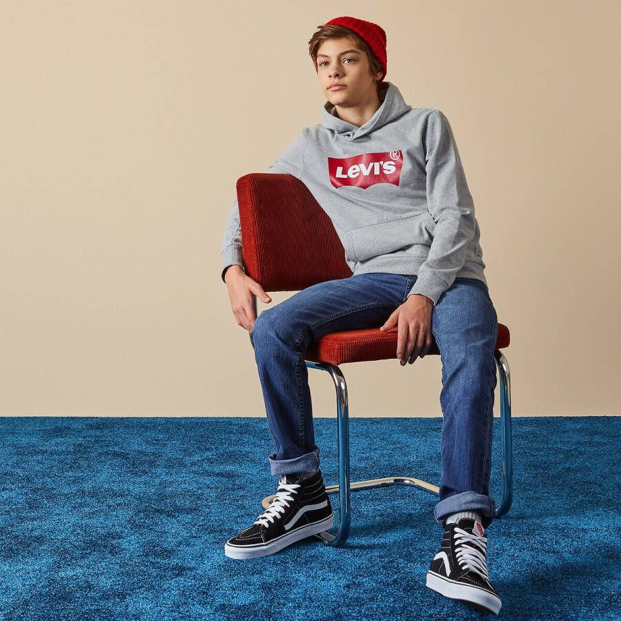 Levi's Kids Levi's Kids hoodie Batwing met logo donkerblauw/rood/wit