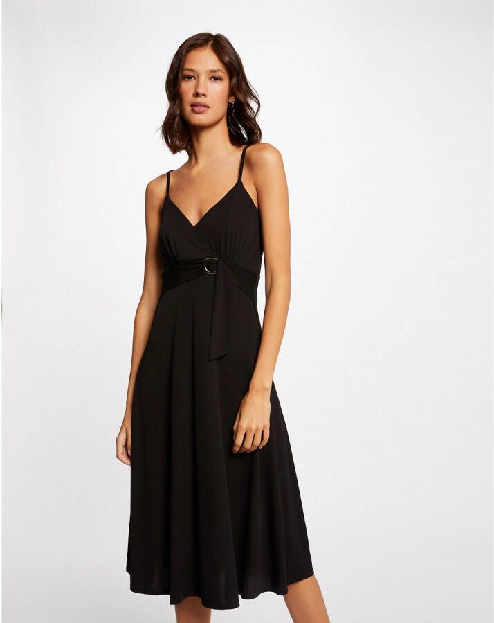 Morgan Jurk met smalle bandjes en V hals, midi lengte