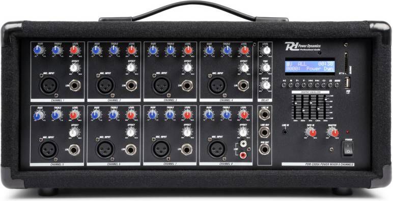 Power Dynamics PDM C805A 8 kanaals mixer met ingebouwde versterker