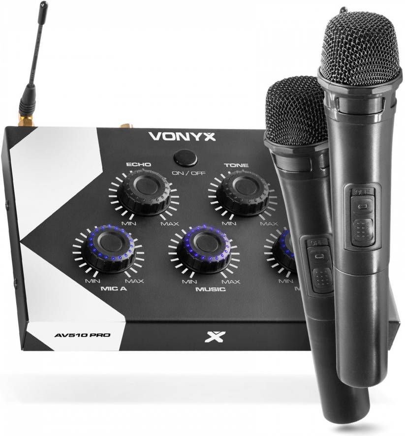 Vonyx AV510 Bluetooth karaoke set met 2x draadloze microfoon