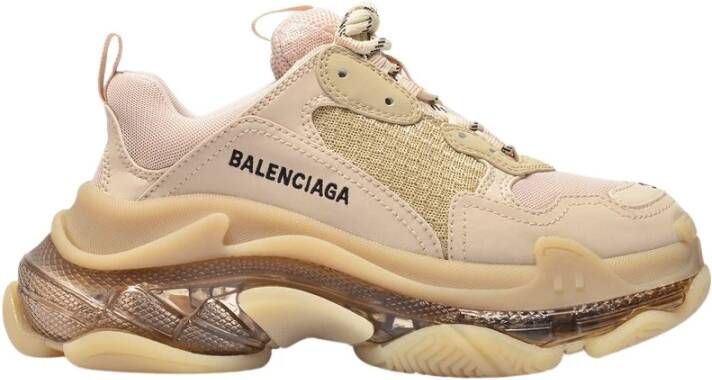 Balenciaga Triple S Clear Sole Leather And Mesh Sneakers