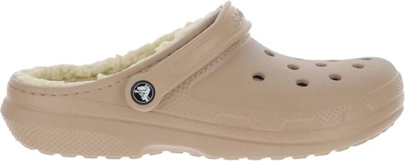 Crocs Klassiek gevoerde klompen , Beige, Dames