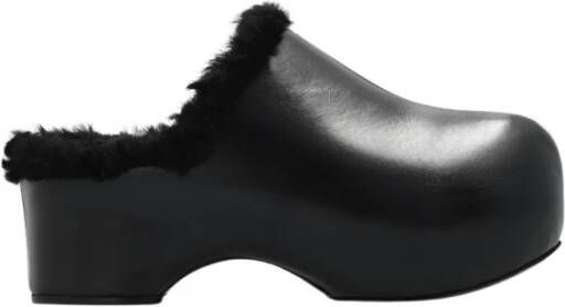 Jil Sander Lederen klompen , Zwart, Dames