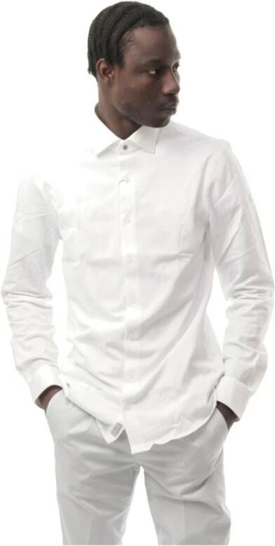 Michael Kors Solid pique premium slank bianco shirt , Wit, Heren