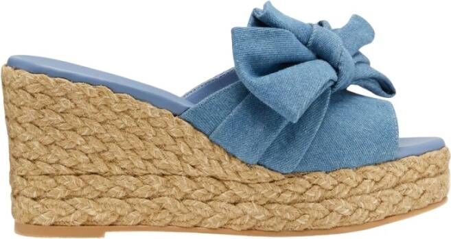 Stuart Weitzman Loveknot Espadrille Wedge Slide , Blauw, Dames