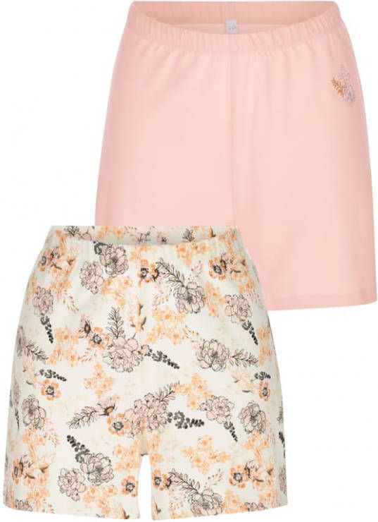 harmony Boxershorts per 2 stuks met bloemendessin Roze/Ecru/Apricot